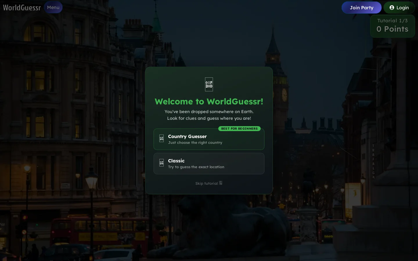 WorldGuessr Homepage screenshot