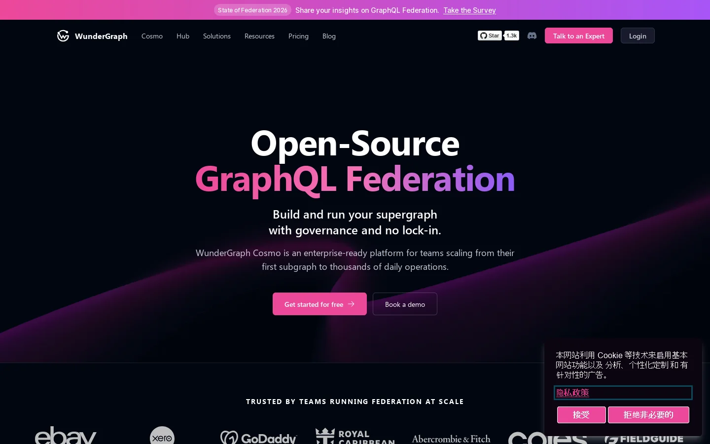 WunderGraph Homepage screenshot