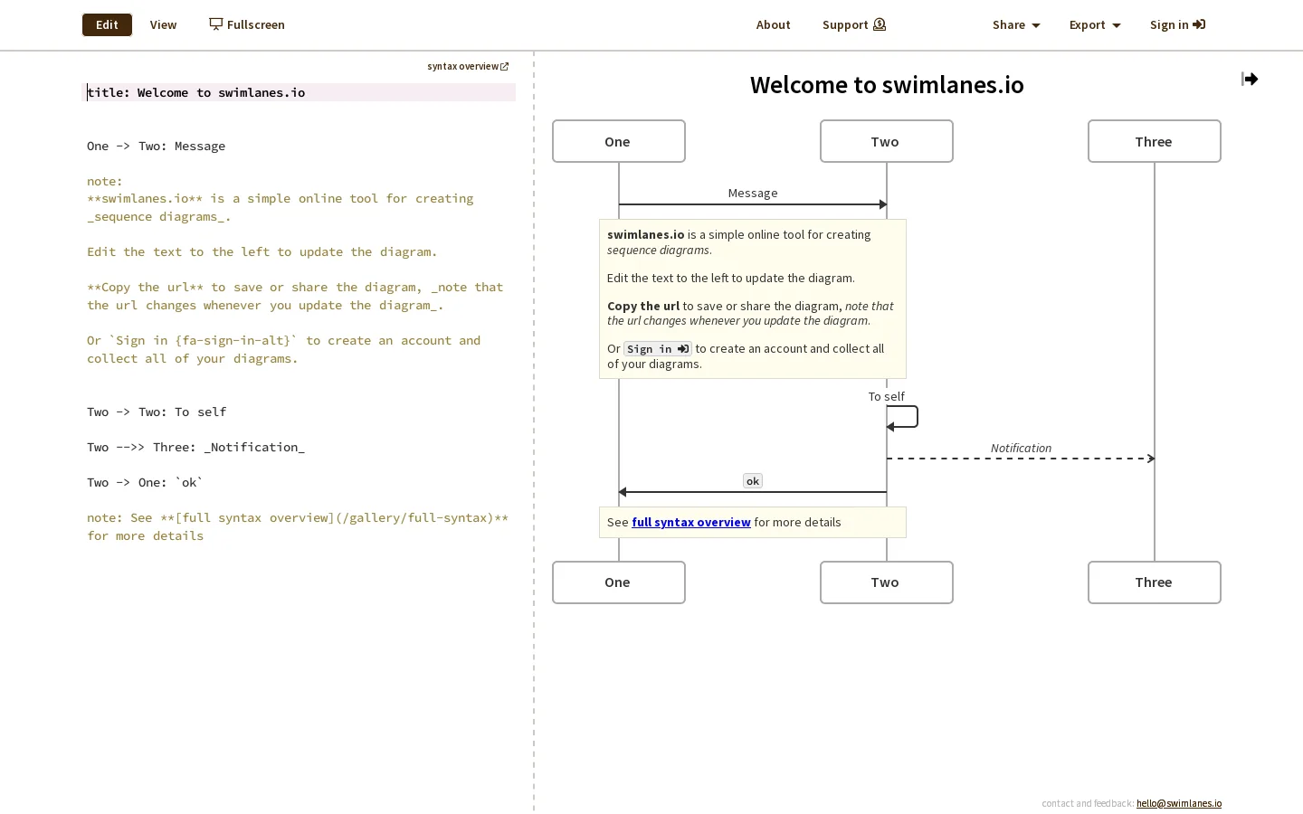 Swimlanes.io Homepage screenshot