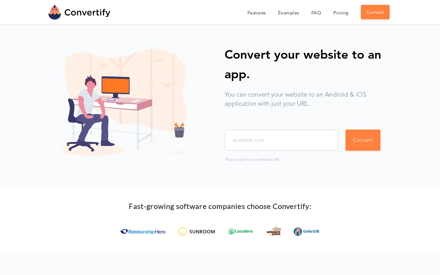 Convertify Homepage screenshot