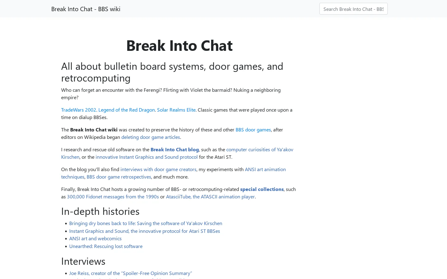 Break Into Chat Homepage screenshot