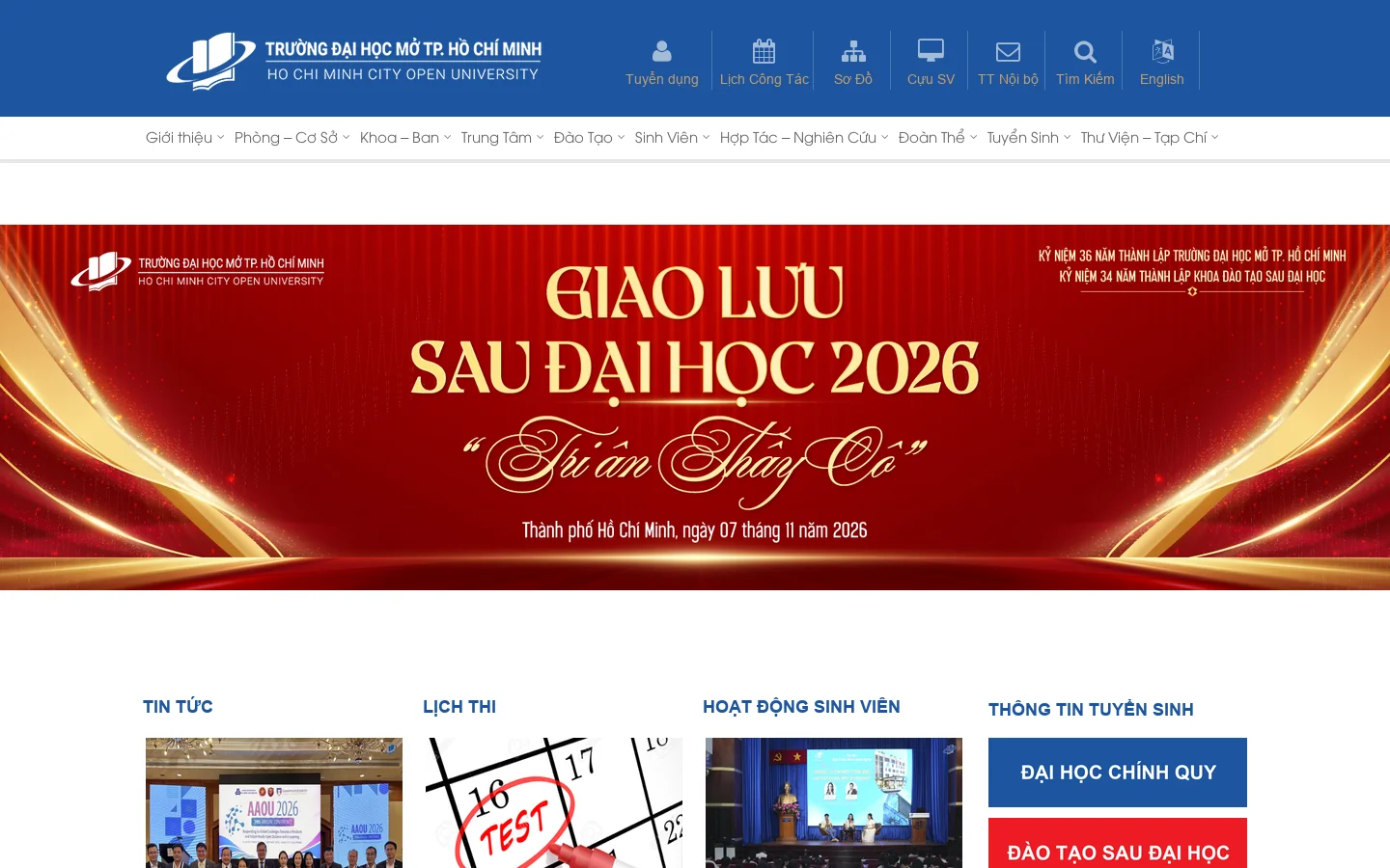 TRƯỜNG ĐẠI HỌC MỞ TP HCM Homepage screenshot