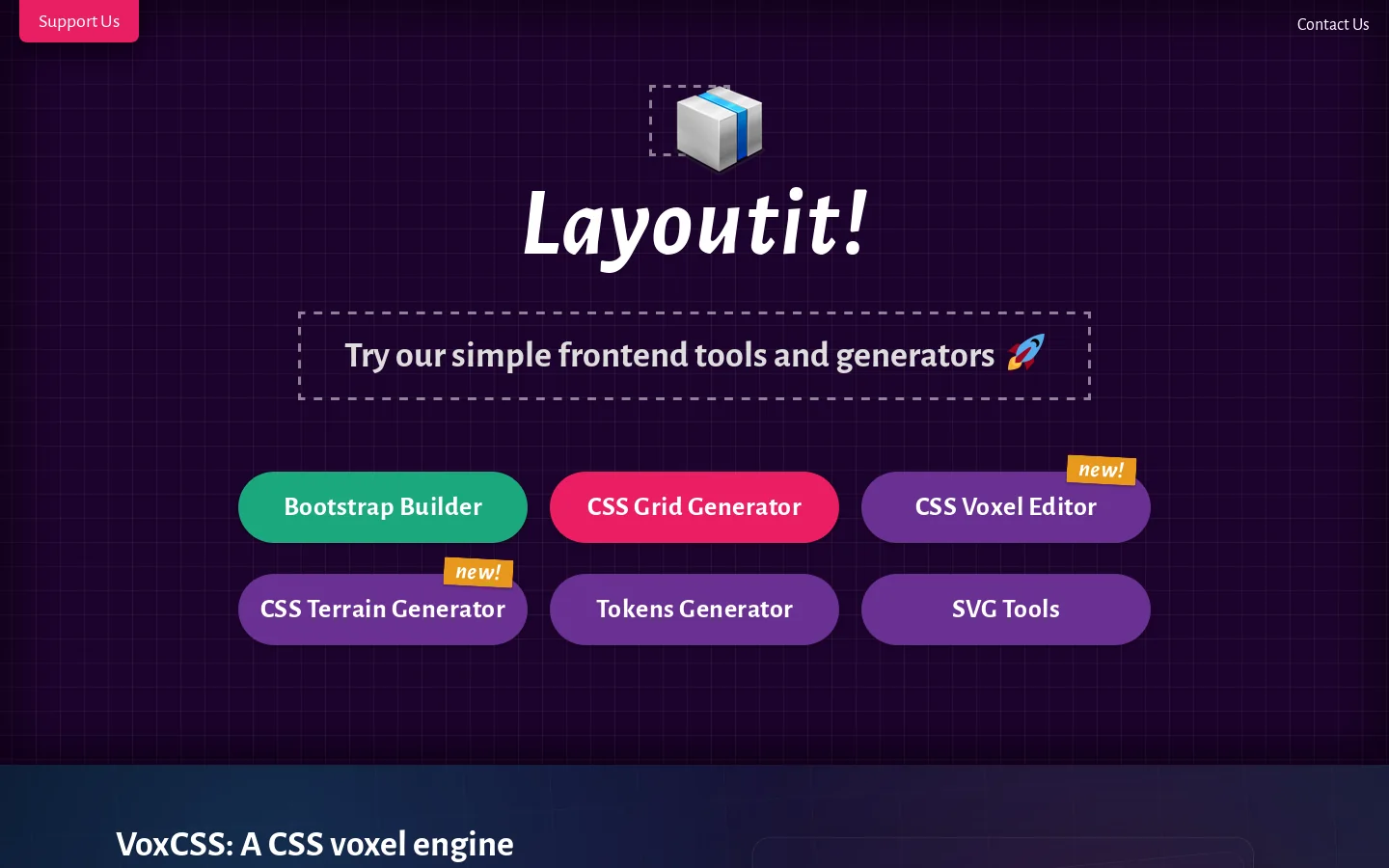 LayoutIt! Homepage screenshot