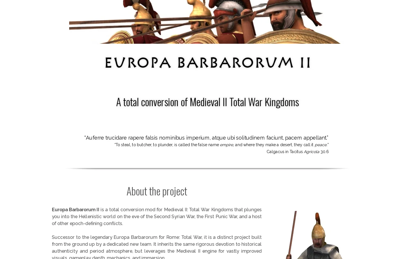 Europa Barbarorum Homepage screenshot
