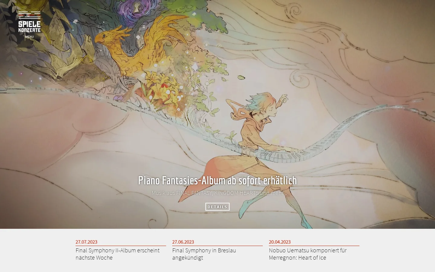 Game Concerts Homepage screenshot