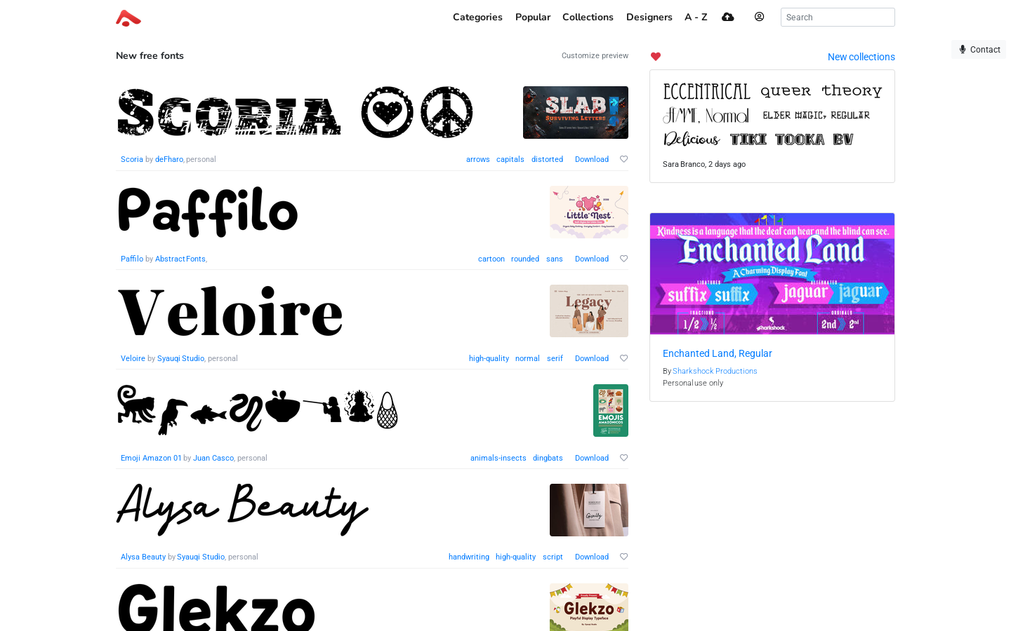 Abstract Fonts Homepage screenshot