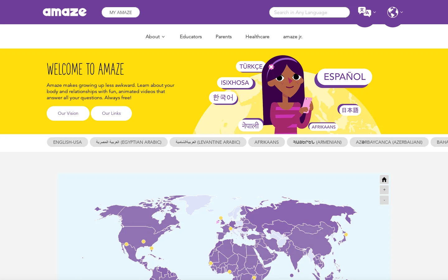 amaze Homepage screenshot