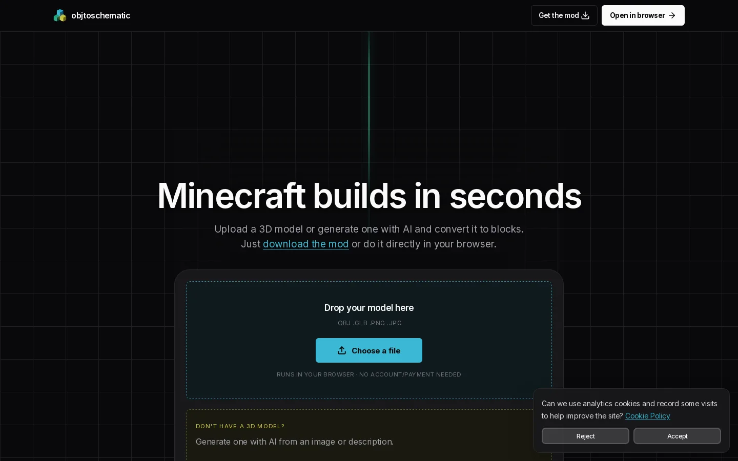 ObjToSchematic Homepage screenshot