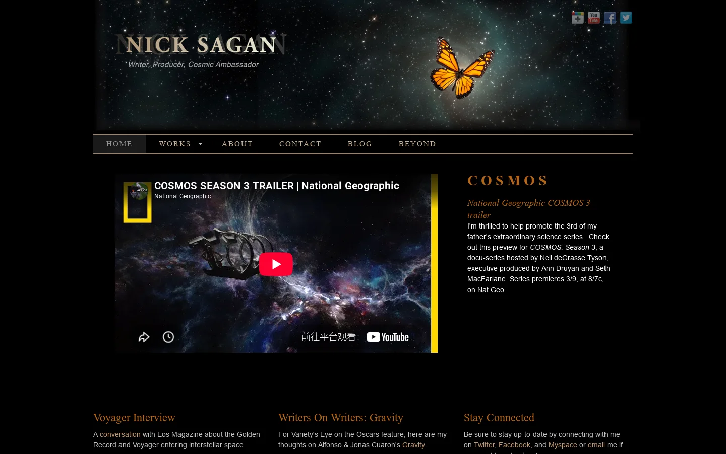 Nick Sagan Online Homepage screenshot