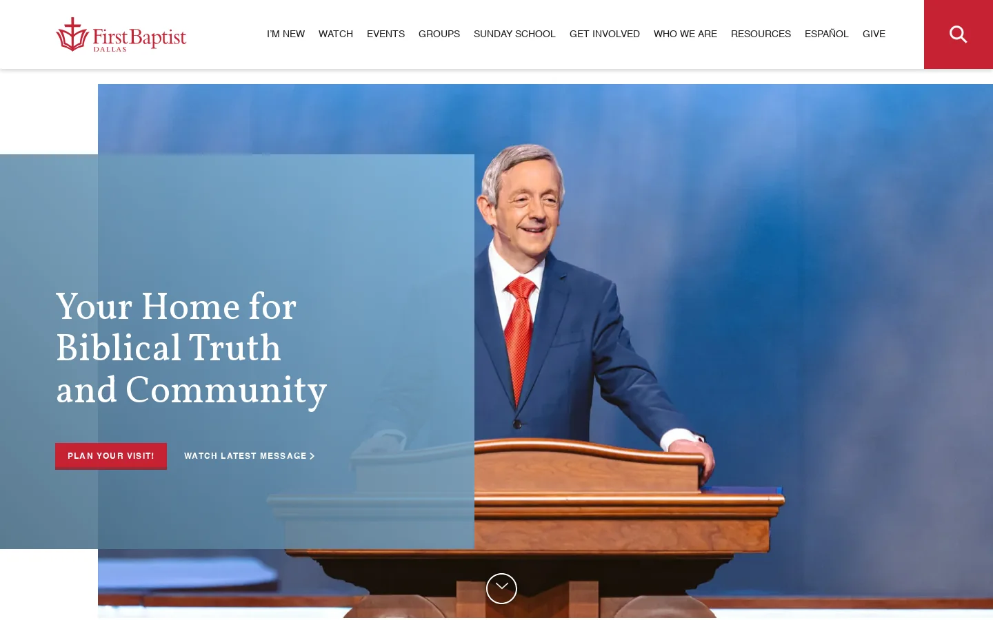 First Baptist Dallas - Biblical Truth and Community Homepage screenshot