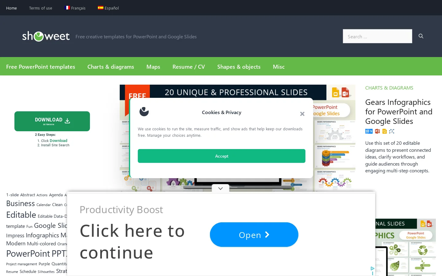 Showeet Homepage screenshot