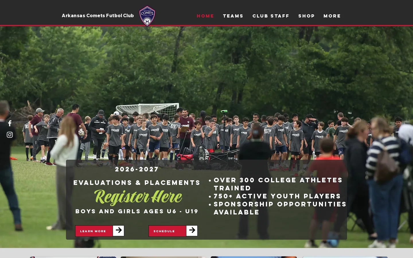 HOME | Comets Soccer Club Homepage screenshot