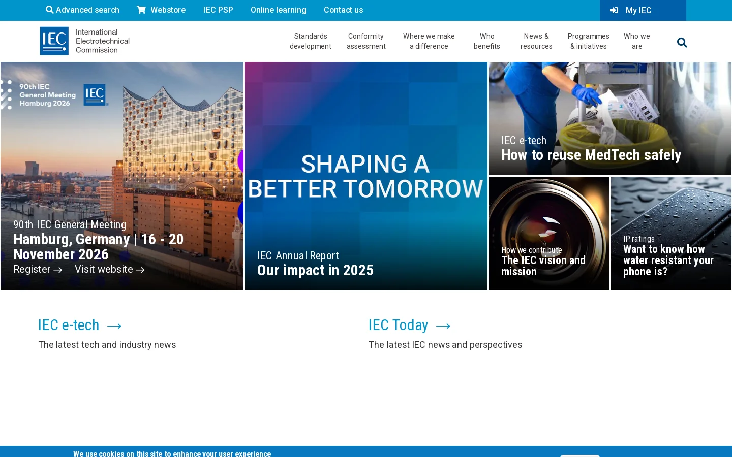 IEC homepage Homepage screenshot