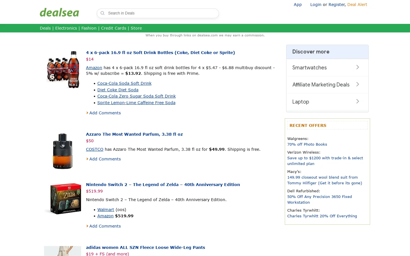 Dealsea.com Homepage screenshot