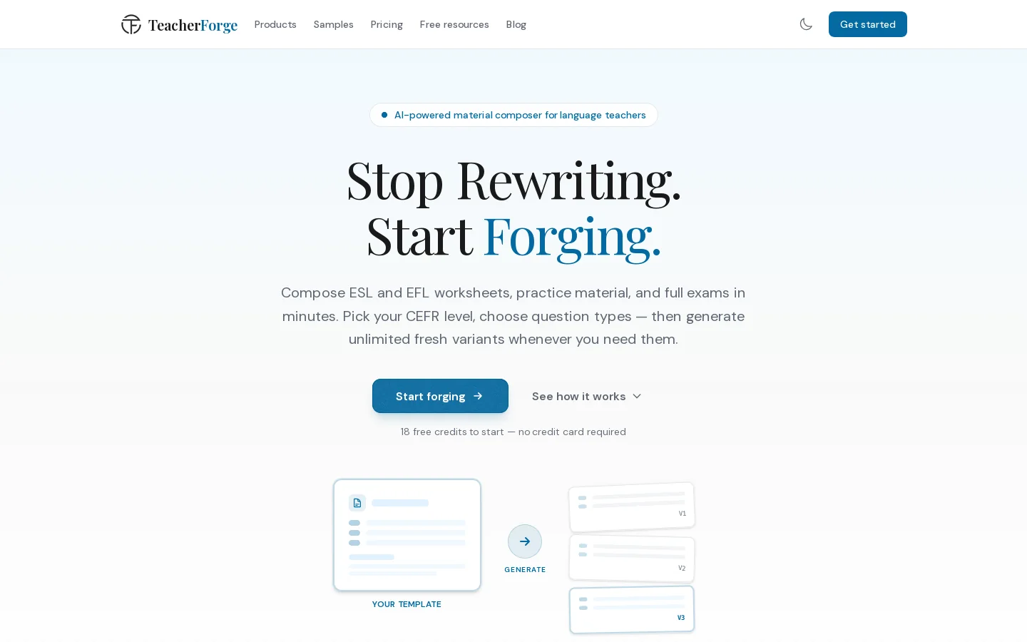 TeacherForge Homepage screenshot