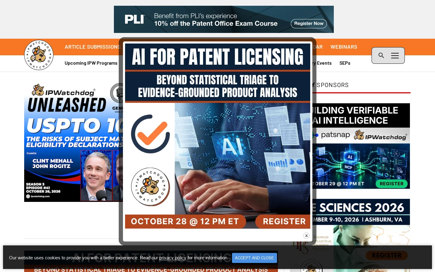 IPWatchdog Homepage screenshot