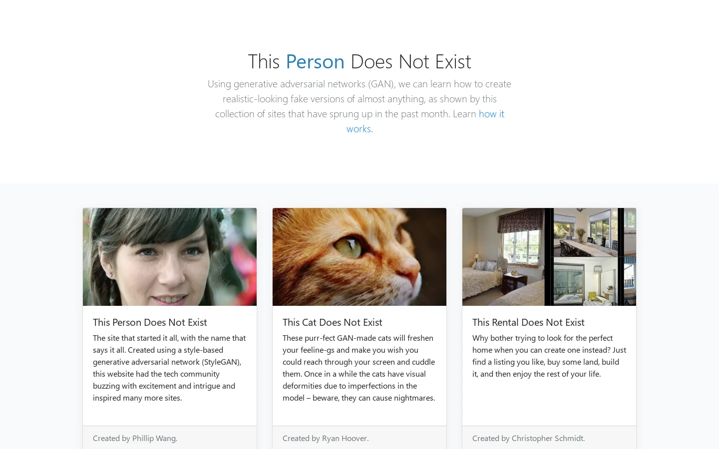 This X Does Not Exist Homepage screenshot