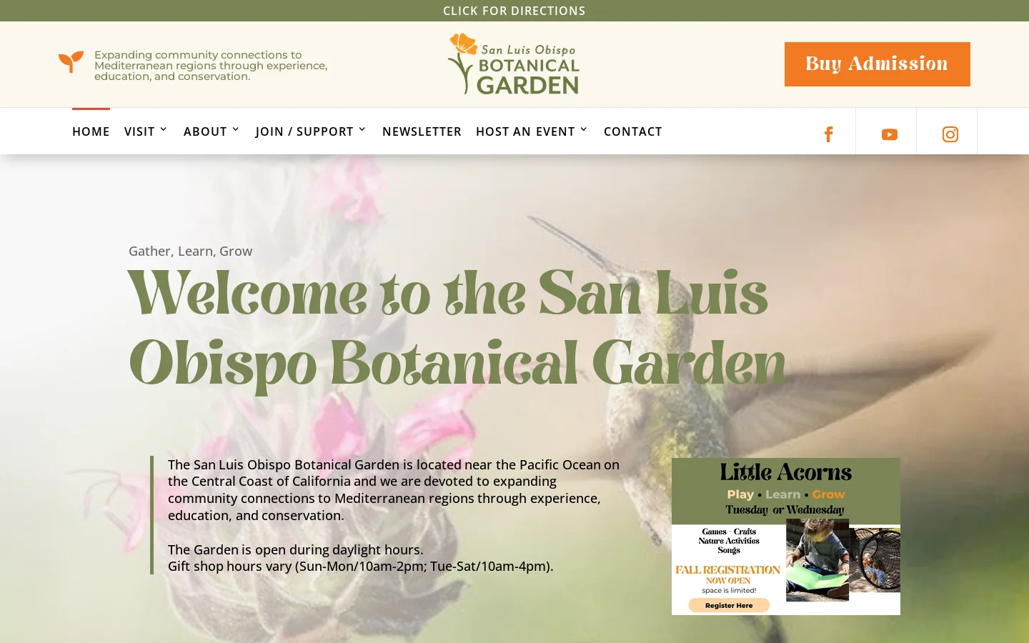 Home - SLO Botanical Garden Homepage screenshot