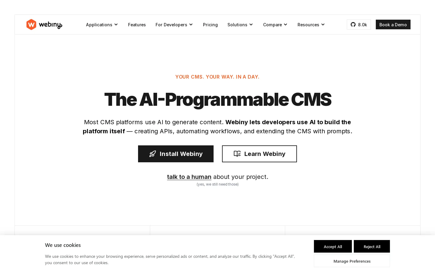 Webiny Homepage screenshot