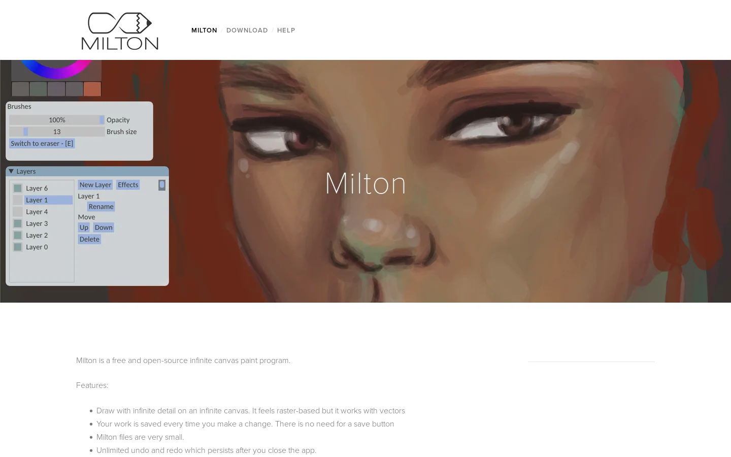 Milton Homepage screenshot