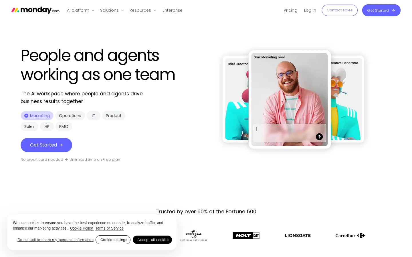 monday.com Homepage screenshot