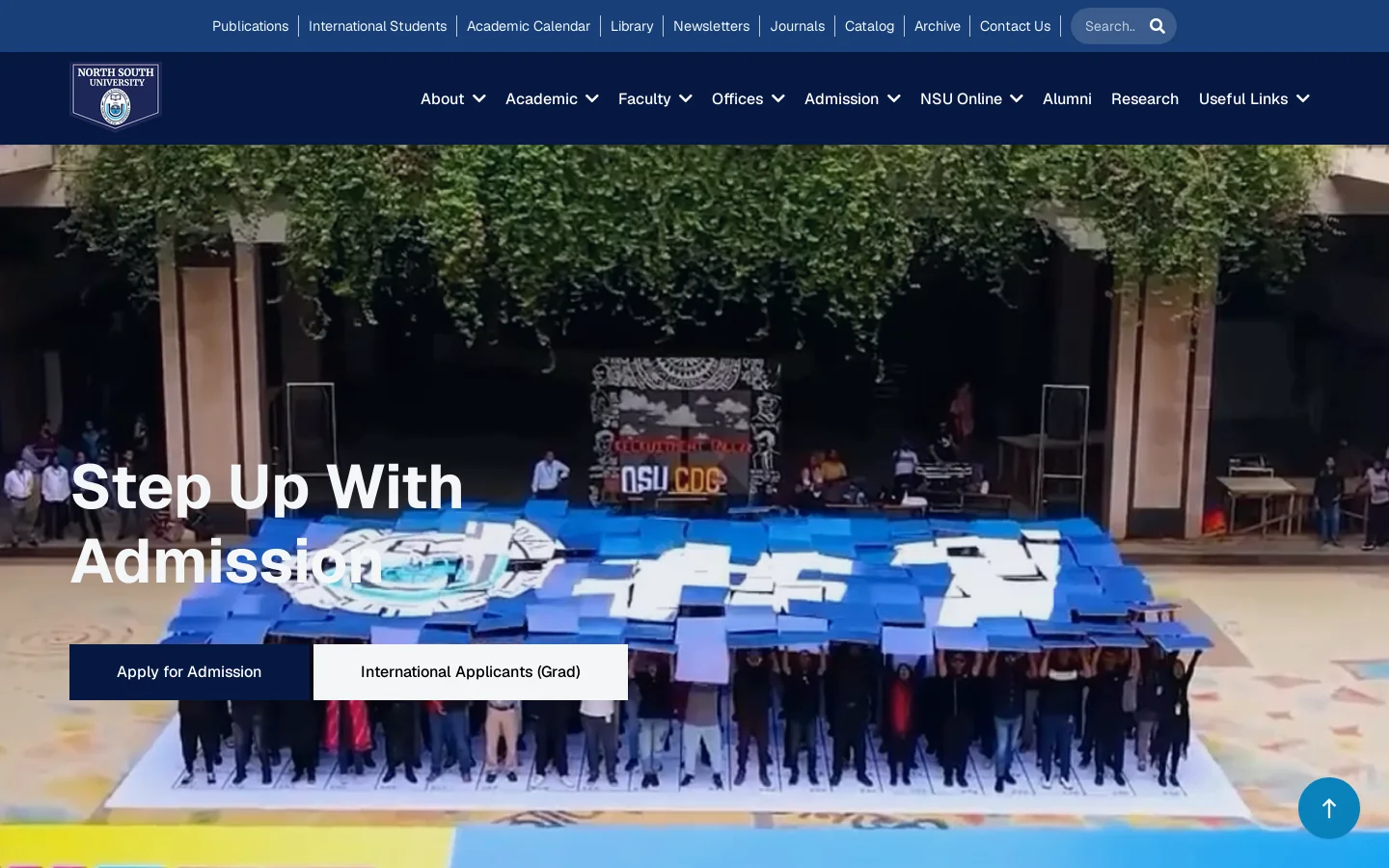 North South University Homepage screenshot
