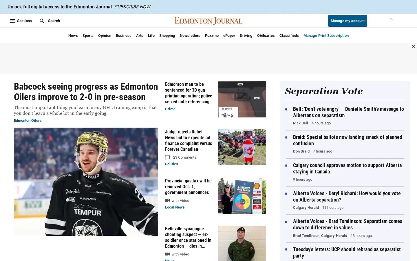 Edmonton Journal Homepage screenshot