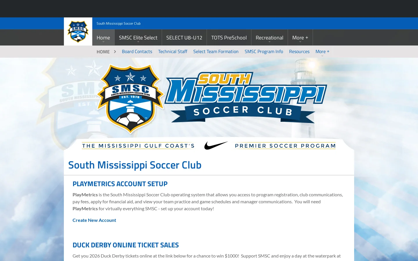 South Mississippi Soccer Club Homepage screenshot