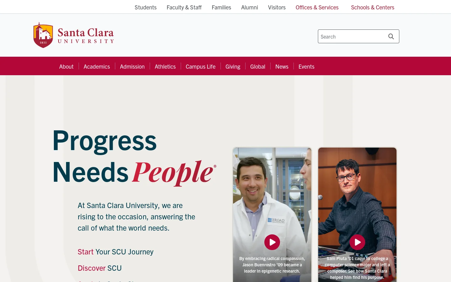 Home - Santa Clara University Homepage screenshot