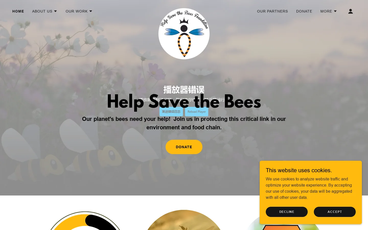 Help Save the Bees Foundation Homepage screenshot