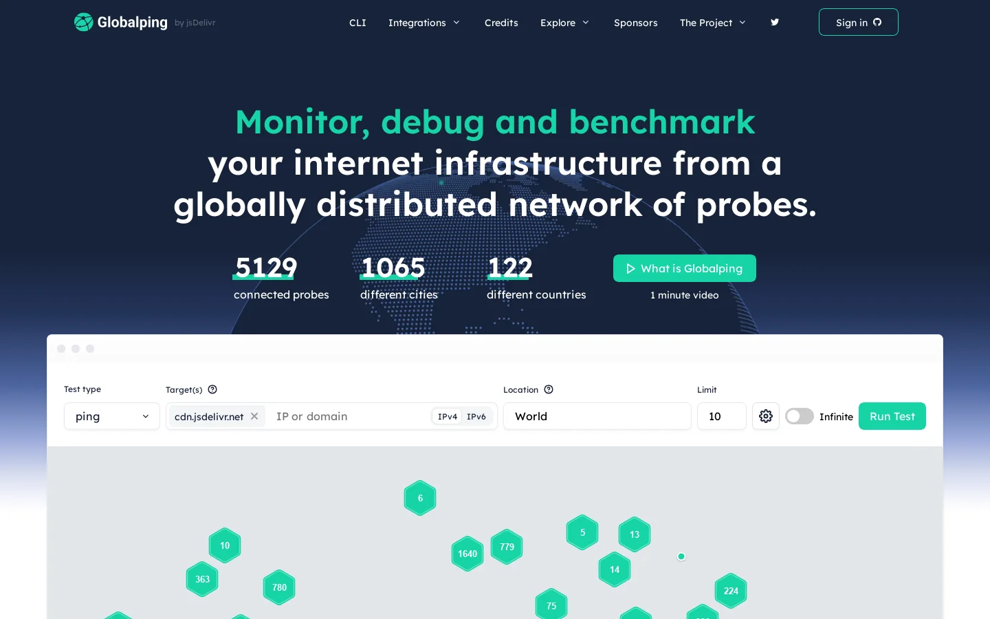 Globalping Homepage screenshot
