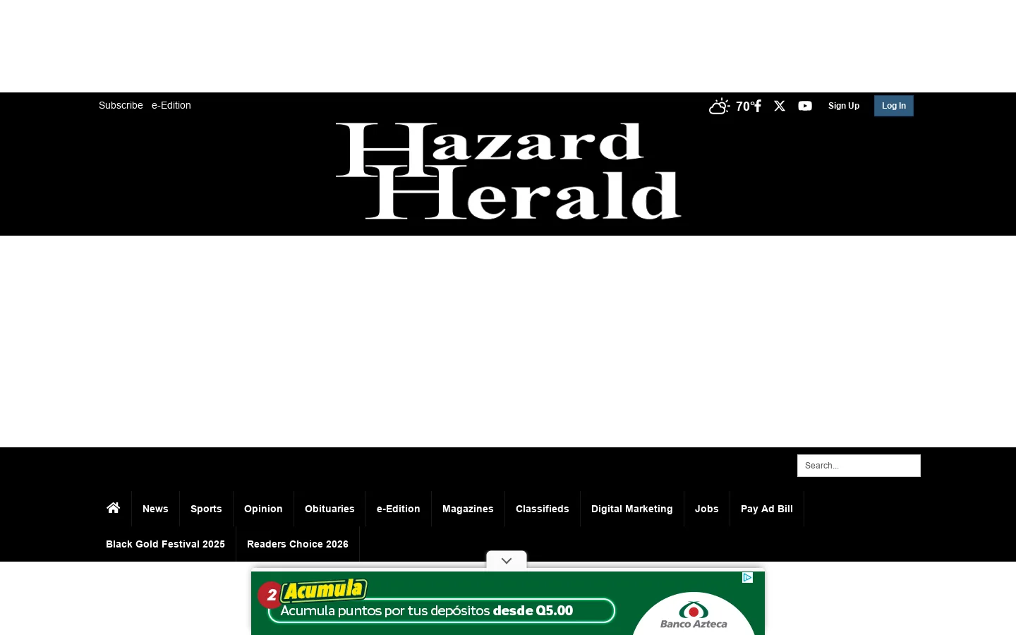 hazard-herald.com Homepage screenshot