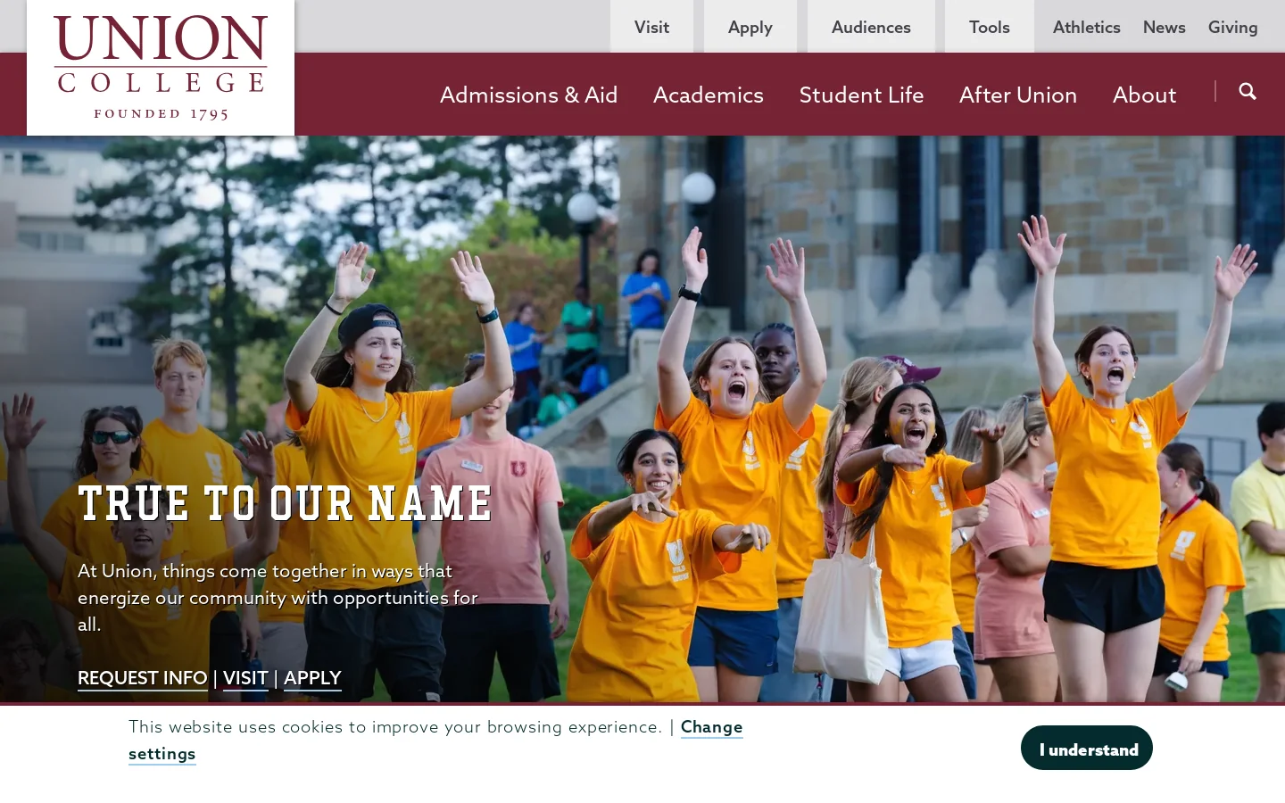 Union College Homepage screenshot