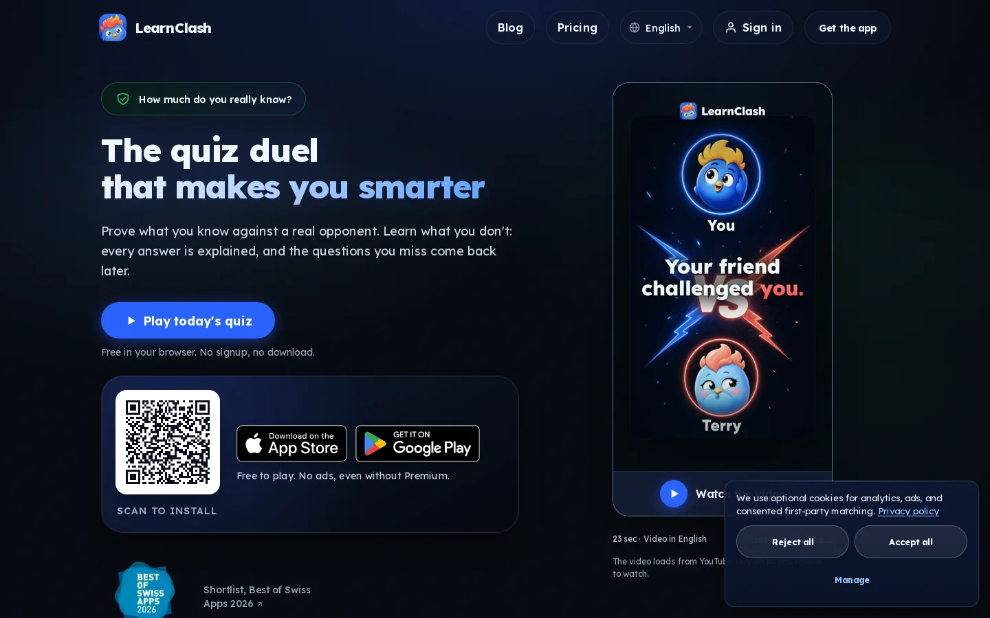 LearnClash Homepage screenshot