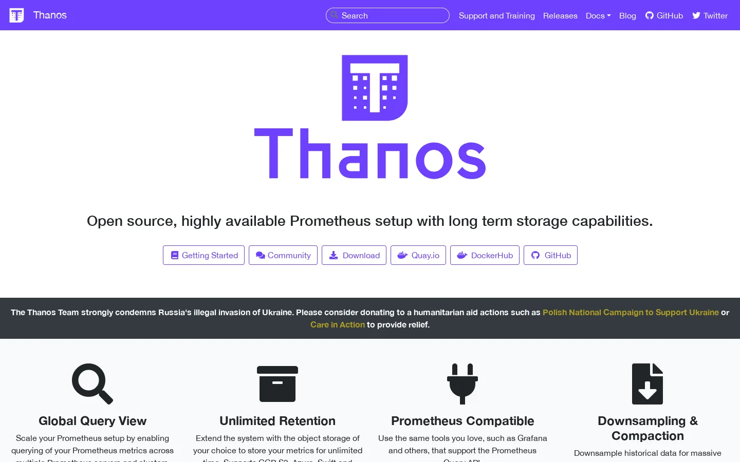 Thanos Homepage screenshot