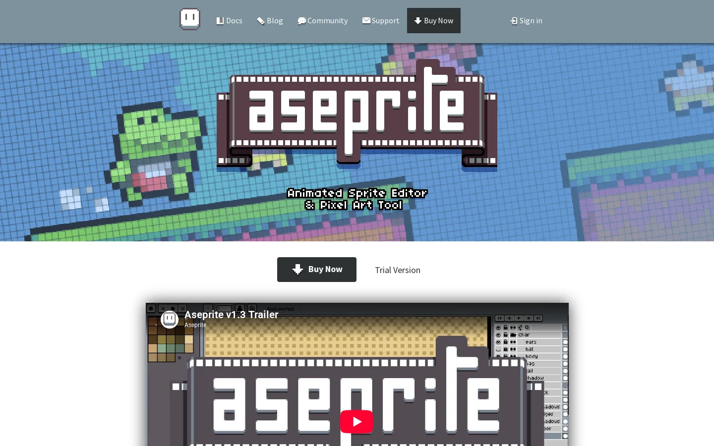 Aseprite Homepage screenshot