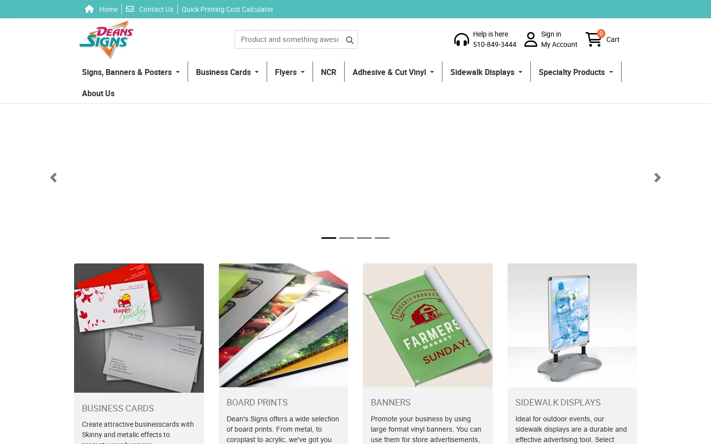 Welcome to www.deanssigns.com - Best value online printing company. High quality print delivered! Homepage screenshot