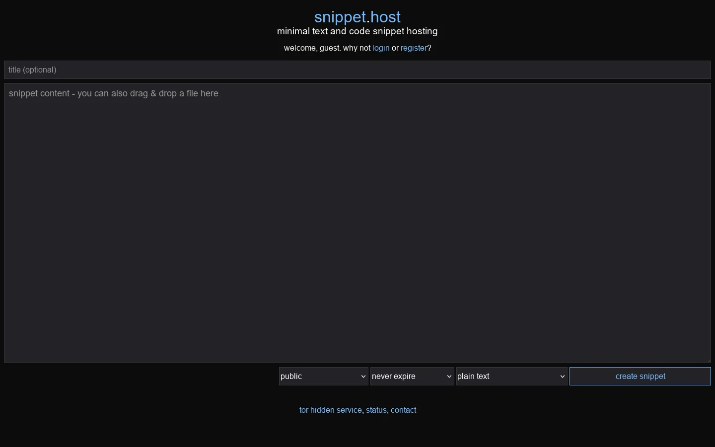 snippet.host Homepage screenshot