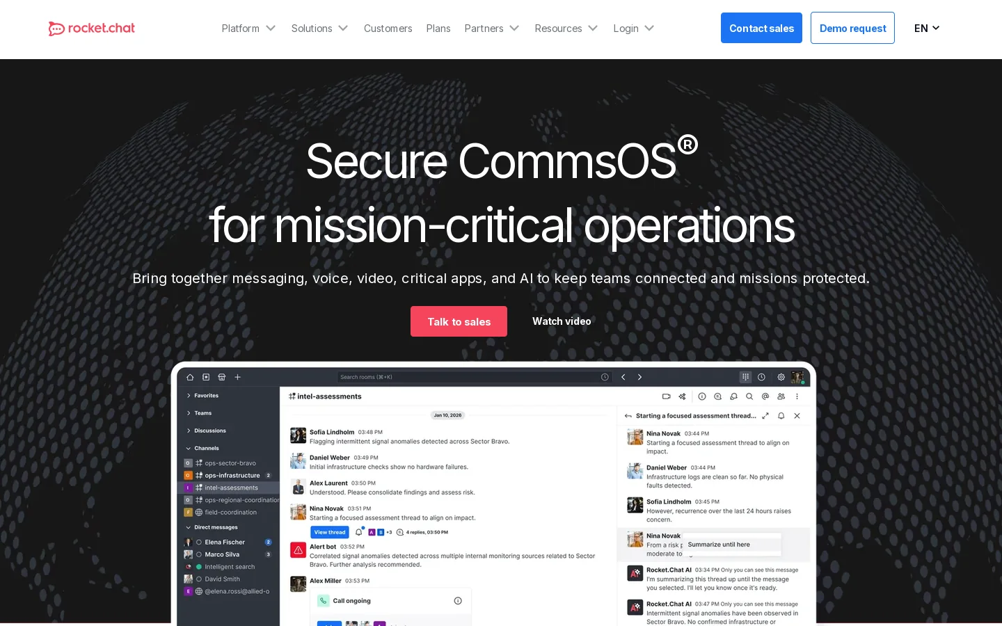 Rocket.Chat Homepage screenshot
