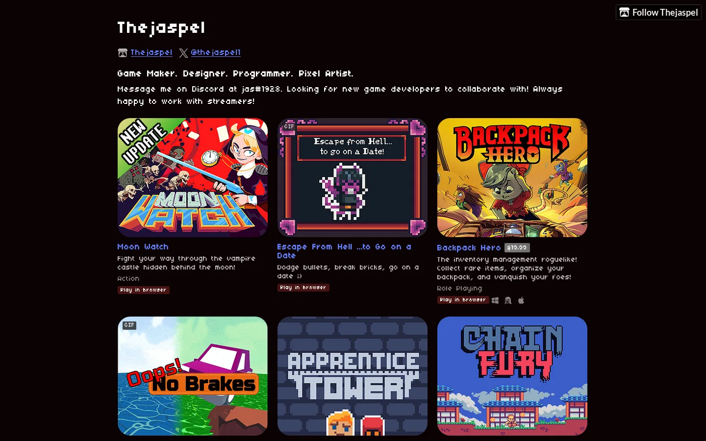 Thejaspel Homepage screenshot