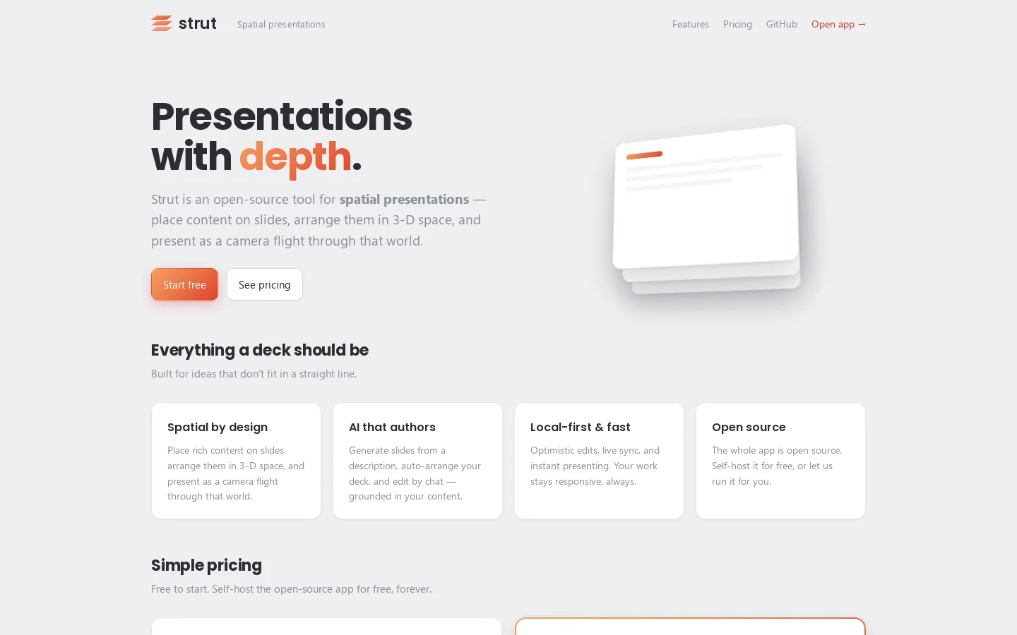 Strut Homepage screenshot