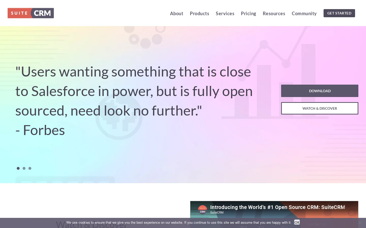 SuiteCRM Homepage screenshot