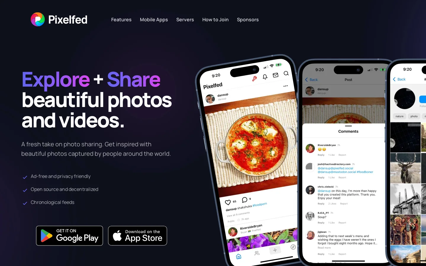 Pixelfed Homepage screenshot
