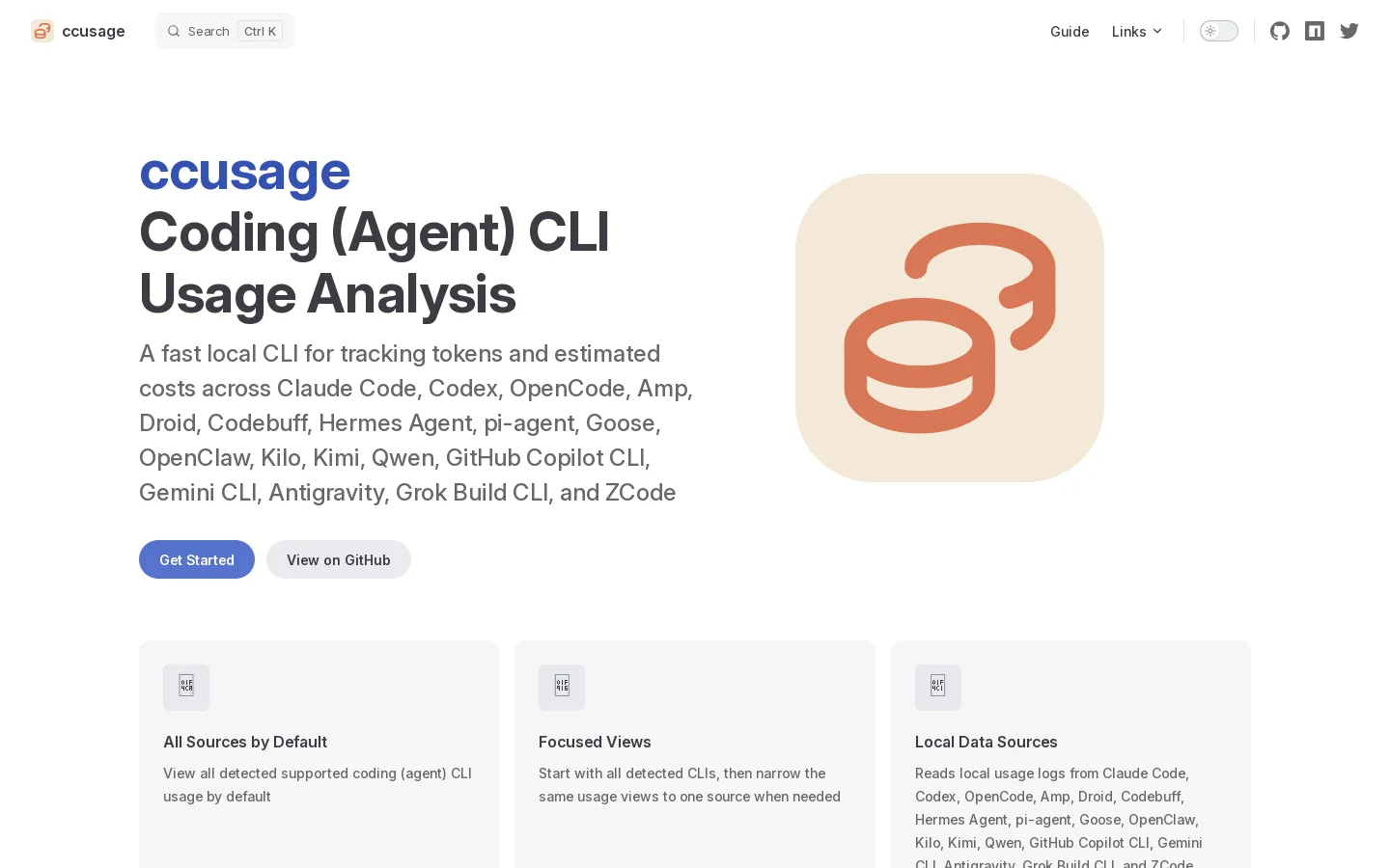 ccusage Homepage screenshot