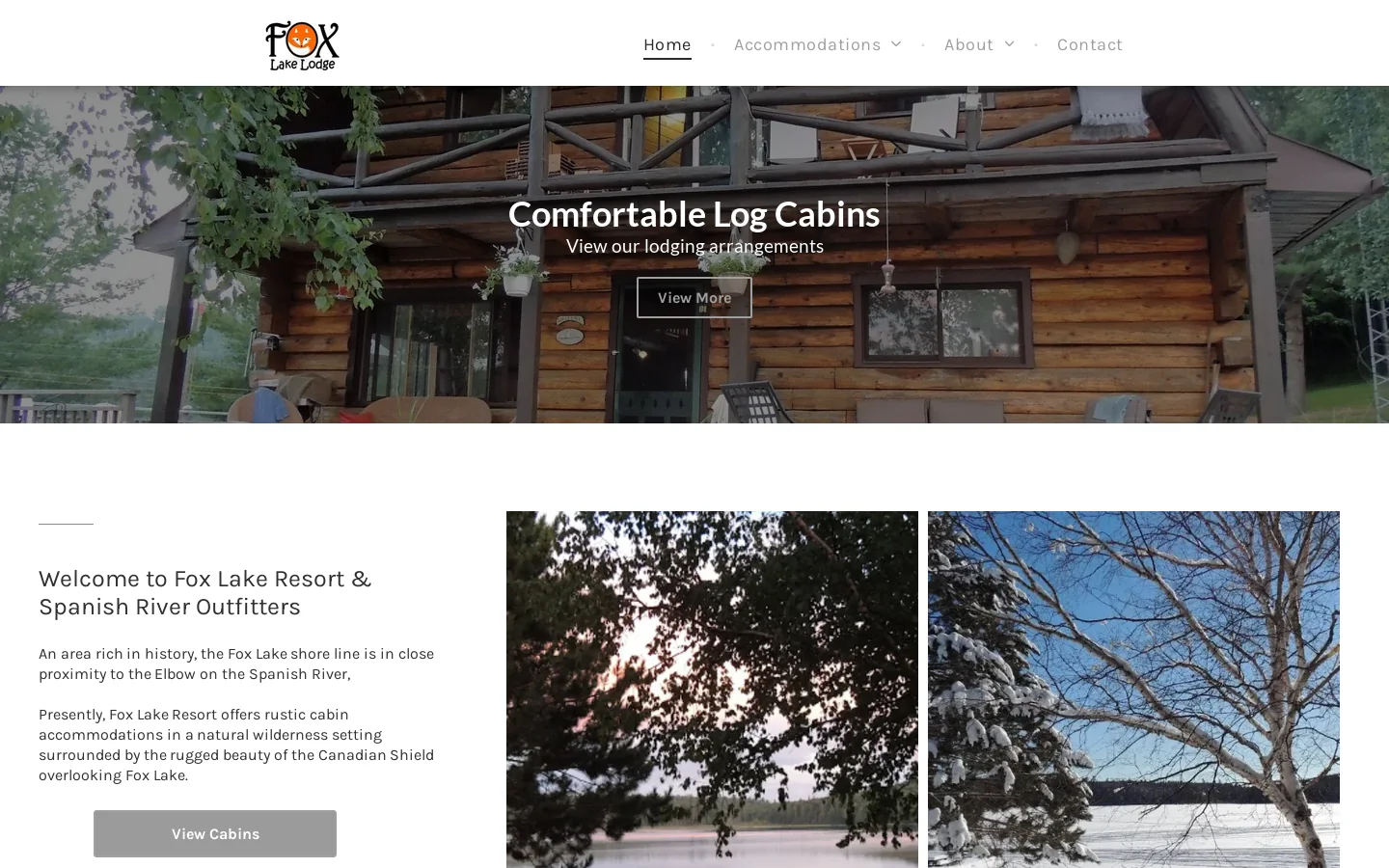 Fox Lake Lodge Homepage screenshot