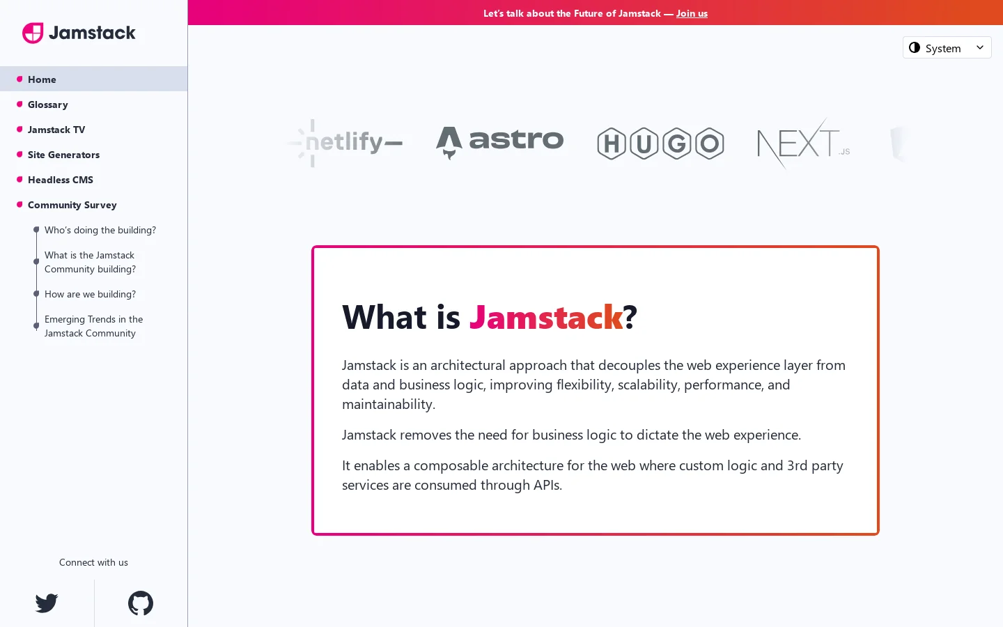 Jamstack Homepage screenshot