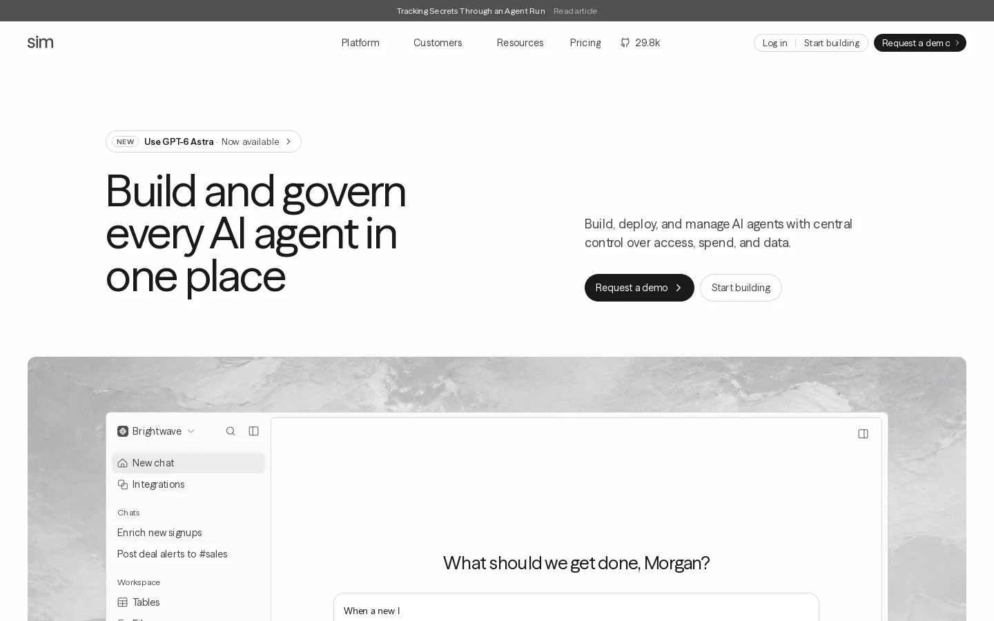 Sim Homepage screenshot