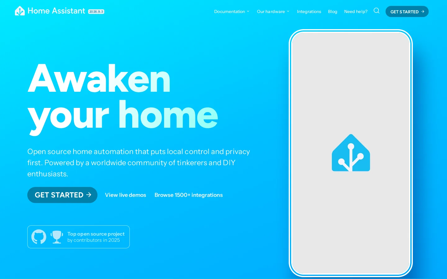 Home Assistant Homepage screenshot