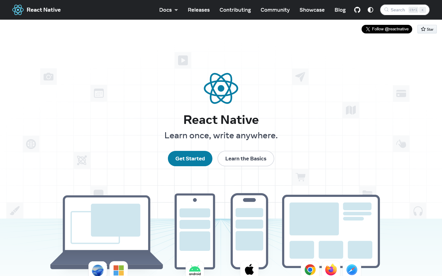 React Native Homepage screenshot