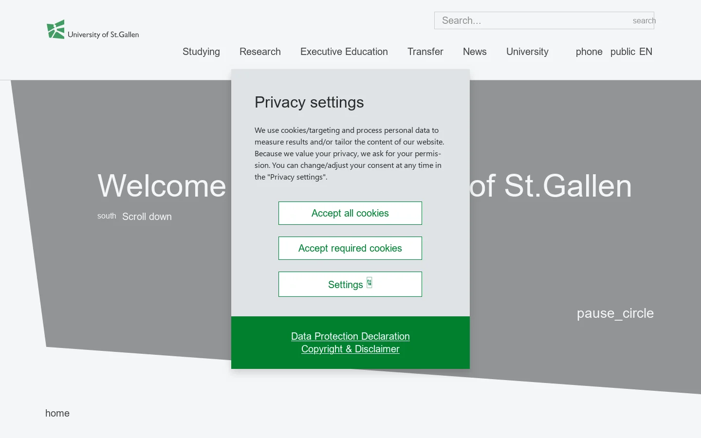 unisg.ch Homepage screenshot